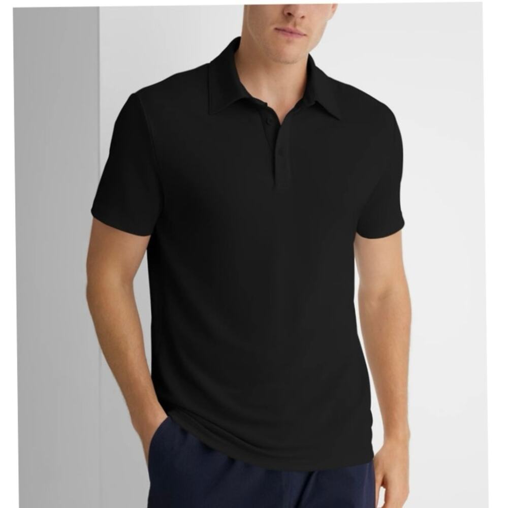 Tommy John Premium Pique Polo Black Medium NWT